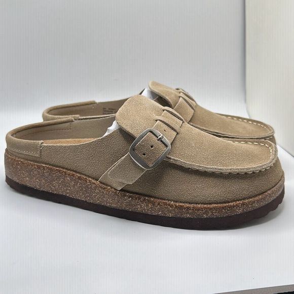 CUSHIONAIRE Women's Genuine Leather Cork Footbed Clog 9 TAUPE - Picture 1 of 7